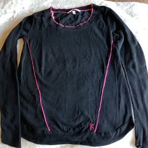 Victoria's Secret Black Long Sleeve Top with Pink Trim